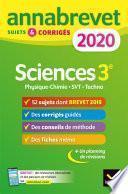 Annales du brevet Annabrevet 2020 Sciences (Physique-chimie SVT Technologie) 3e
