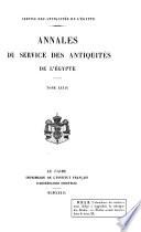 Annales Du Service Des Antiquités de L'Egypte