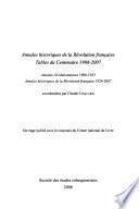 Annales historiques de la Révolution française, tables du centenaire 1908-2007