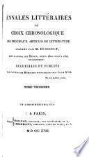 Annales littéraires ou Choix chronologique des principaux articles de littérature insérés