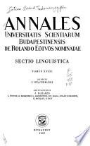 Annales Universitatis Scientiarum Budapestinensis de Rolando Eötvös Nominatae