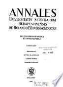 Annales Universitatis Scientiarum Budapestinensis de Rolando Eötvös Nominatae
