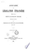 Annuaire de législation française et étrangère
