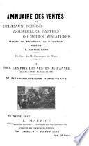 Annuaire des ventes de tableaux, dessins, aquarelles, pastels, gouaches, miniatures