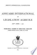 Annuaire international de législation agricole