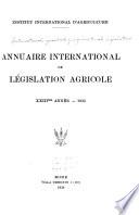 Annuaire international de législation agricole