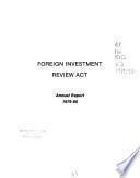 Annual Report, Foreign Investment Review Act