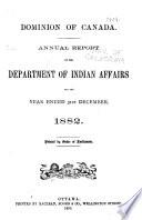 Annual Report of the Department of Indian Affairs