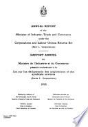 Annual Report of the Minister of Supply and Services Canada Under the Corporations and Labour Unions Returns Act