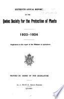 Annual Report of the Quebec Society for the Protection of Plants