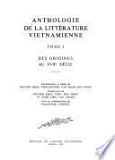 Anthologie de la littérature vietnamienne: Des origines au XVIIe siècle
