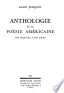 Anthologie de la poésie américaine, des origines à nos jours