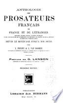 Anthologie des prosateurs français de France et de l'étranger depuis le moyen-âge jusqu'à nos jours