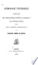 Anthologie universelle choix des meilleures poésies lyriques de diverses nations dans les langues originales