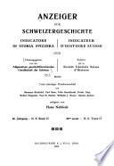 Anzeiger fu r schweizerische Geschichte