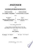 Anzeiger für Schweizerische geschichte