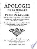 Apologie de la morale des Pères de l'Eglise contre les injustes accusations de J. Barbeyrac