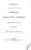 Appendix to the ... Journals of the Legislative Assembly [and the Legislative Council] ...