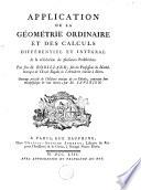 Application De La Géométrie Ordinaire Et Des Calculs Différentiel Et Intégral A la résolution de plusieurs Problêmes