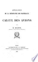 APPLICATION DE LA RESISTANCE DES MATERIAUX AU CALCUL DES AVIONS