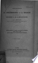 Applications de la Spectroscopie à la Biologie