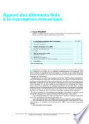 Apport des Elements Finis a la Conception Mecanique