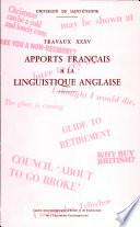 Apports français à la linguistique anglaise
