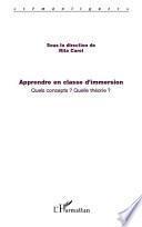 Apprendre en classe d'immersion