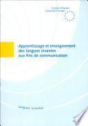 Apprentissage et enseignement des langues vivantes aux fins de communication
