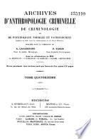Archives d'anthropologie criminelle, de médecine légale et de psychologie normale et pathologique