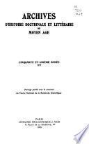 Archives d'histoire doctrinale et littéraire du moyen âge