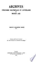 Archives d'histoire doctrinale et littéraire du moyen âge