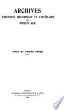 Archives d'histoire doctrinale et littéraire du moyen âge