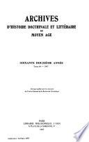 Archives d'histoire doctrinale et littéraire du moyen âge