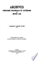 Archives d'histoire doctrinale et littéraire du moyen âge