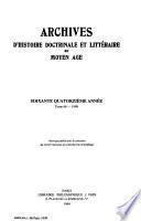 Archives d'histoire doctrinale et littéraire du moyen âge