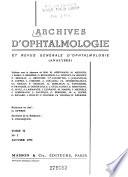 Archives d'ophtalmologie et revue générale d'ophtalmologie
