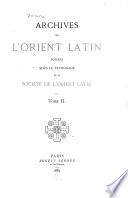 Archives de l'Orient latin