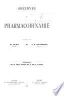 Archives de pharmacodynamie