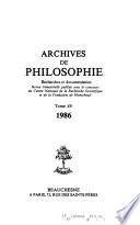 Archives de philosophie