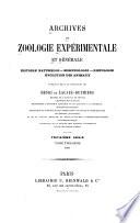 Archives de zoologie expérimentale et générale
