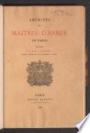 Archives des Maitres d'Armes de Paris