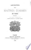 Archives des Maitres d'Armes de Paris