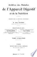 Archives des maladies de l'appareil digestif et de la nutrition