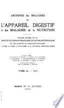 Archives des maladies de l'appareil digestif et de la nutrition