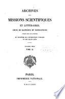 Archives des Missions Scientifiques et Littéraires. 3eme Série