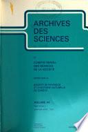 Archives des sciences et compte rendu des séances de la Société