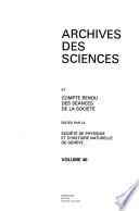Archives des sciences et compte rendu des séances de la Société