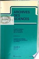 Archives des sciences et compte rendu des séances de la Société