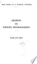 Archives des sciences physiologiques